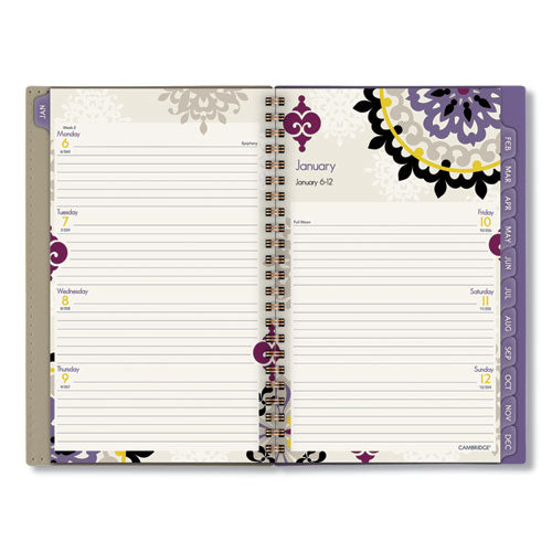Cambridge® Vienna Weekly-monthly Appointment Book, Vienna Geometric Artwork, 8 X 4.88, Purple-tan Cover, 12-month (jan To Dec): 2022 freeshipping - TVN Wholesale