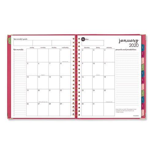 AT-A-GLANCE® Harmony Weekly-monthly Hardcover Planner, 11 X 8.5, Berry Cover, 13-month (jan To Jan): 2021 To 2022 freeshipping - TVN Wholesale