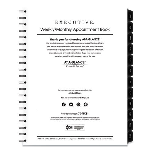 AT-A-GLANCE® Executive Weekly-monthly Planner Refill With 15-minute Appointments, 11 X 8.25, White Sheets, 12-month (jan To Dec): 2022 freeshipping - TVN Wholesale
