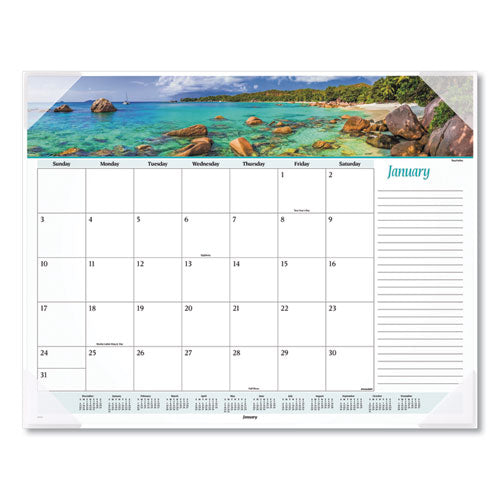 AT-A-GLANCE® Seascape Panoramic Desk Pad, Seascape Panoramic Photography, 22 X 17, White Sheets, Clear Corners, 12-month (jan-dec): 2022 freeshipping - TVN Wholesale