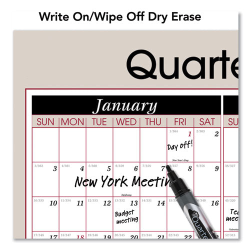 AT-A-GLANCE® Vertical-horizontal Erasable Quarterly-monthly Wall Planner, 24 X 36, White-black-red Sheets, 12-month (jan To Dec): 2022 freeshipping - TVN Wholesale