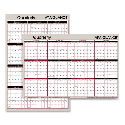 AT-A-GLANCE® Vertical-horizontal Erasable Quarterly-monthly Wall Planner, 24 X 36, White-black-red Sheets, 12-month (jan To Dec): 2022 freeshipping - TVN Wholesale