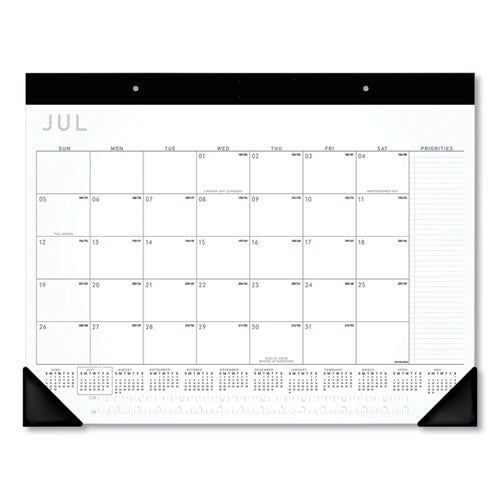 AT-A-GLANCE® Academic Monthly Desk Pad, 21.75 X 17, White-black Sheets, Black Binding-corners,12-month (july To June): 2021 To 2022 freeshipping - TVN Wholesale