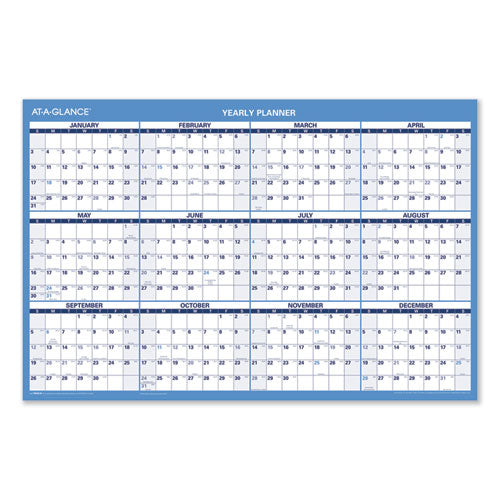 AT-A-GLANCE® Horizontal Reversible-erasable Wall Planner, 36 X 24, White-blue Sheets, 12-month (jan To Dec): 2022 freeshipping - TVN Wholesale