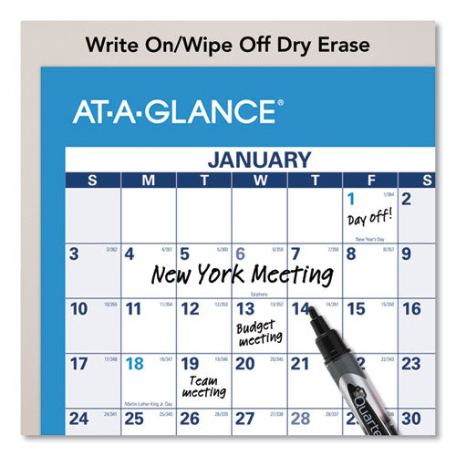 AT-A-GLANCE® Horizontal Reversible-erasable Wall Planner, 36 X 24, White-blue Sheets, 12-month (jan To Dec): 2022 freeshipping - TVN Wholesale