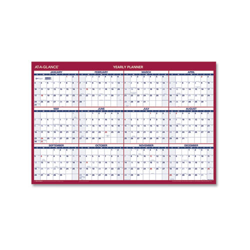 AT-A-GLANCE® Erasable Vertical-horizontal Wall Planner, 24 X 36, White-blue-red Sheets, 12-month (jan To Dec): 2022 freeshipping - TVN Wholesale