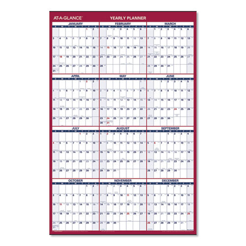 AT-A-GLANCE® Erasable Vertical-horizontal Wall Planner, 24 X 36, White-blue-red Sheets, 12-month (jan To Dec): 2022 freeshipping - TVN Wholesale