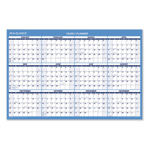 AT-A-GLANCE® Horizontal Reversible-erasable Wall Planner, 48 X 32, White-blue Sheets, 12-month (jan To Dec): 2022 freeshipping - TVN Wholesale