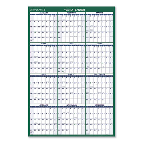 AT-A-GLANCE® Vertical Erasable Wall Planner, 32 X 48, White-green Sheets, 12-month (jan To Dec): 2022 freeshipping - TVN Wholesale
