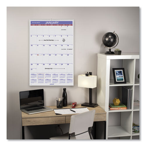 AT-A-GLANCE® Monthly Wall Calendar With Ruled Daily Blocks, 20 X 30, White Sheets, 12-month (jan To Dec): 2022 freeshipping - TVN Wholesale
