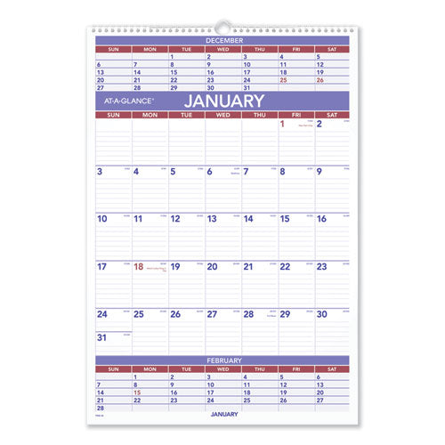 AT-A-GLANCE® Three-month Wall Calendar, 15.5 X 22.75, White Sheets, 12-month (jan To Dec): 2022 freeshipping - TVN Wholesale