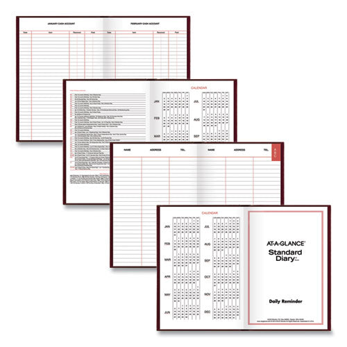 AT-A-GLANCE® Standard Diary Daily Reminder Book, 2022 Edition, Medium-college Rule, Red Cover, 7.5 X 5.13, 201 Sheets freeshipping - TVN Wholesale