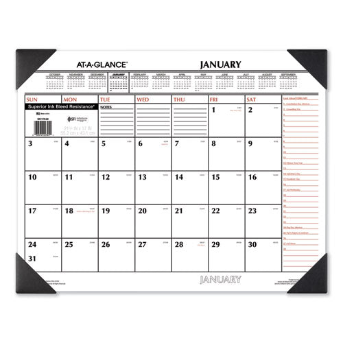 AT-A-GLANCE® Two-color Monthly Desk Pad Calendar, 22 X 17, White Sheets, Black Corners, 12-month (jan To Dec): 2022 freeshipping - TVN Wholesale