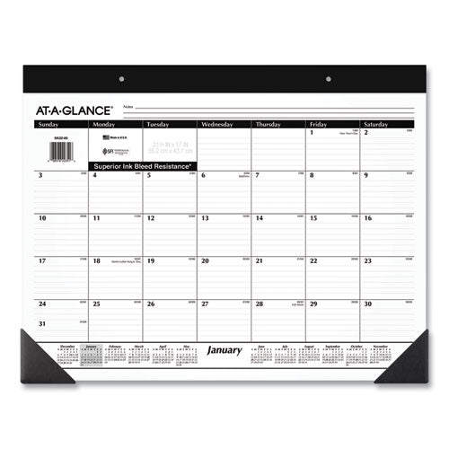 AT-A-GLANCE® Monthly Refillable Desk Pad, 22 X 17, White Sheets, Black Binding, Black Corners, 12-month (jan To Dec): 2022 freeshipping - TVN Wholesale