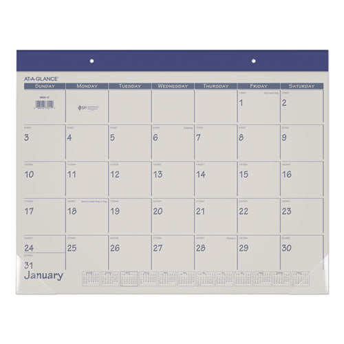 AT-A-GLANCE® Fashion Color Desk Pad, 22 X 17, Stone-blue Sheets, Blue Binding, Clear Corners, 12-month (jan To Dec): 2022 freeshipping - TVN Wholesale