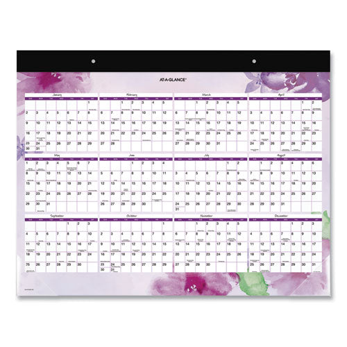AT-A-GLANCE® Beautiful Day Desk Pad Calendar, Floral Artwork, 21.75 X 17, Assorted Color Sheets, Black Binding, 12-month (jan-dec): 2022 freeshipping - TVN Wholesale