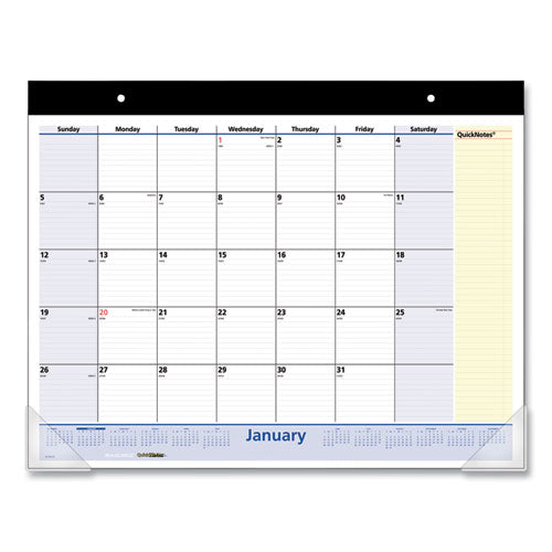 AT-A-GLANCE® Quicknotes Desk Pad, 22 X 17, White-blue-yellow Sheets, Black Binding, Clear Corners, 13-month (jan To Jan): 2022 To 2023 freeshipping - TVN Wholesale