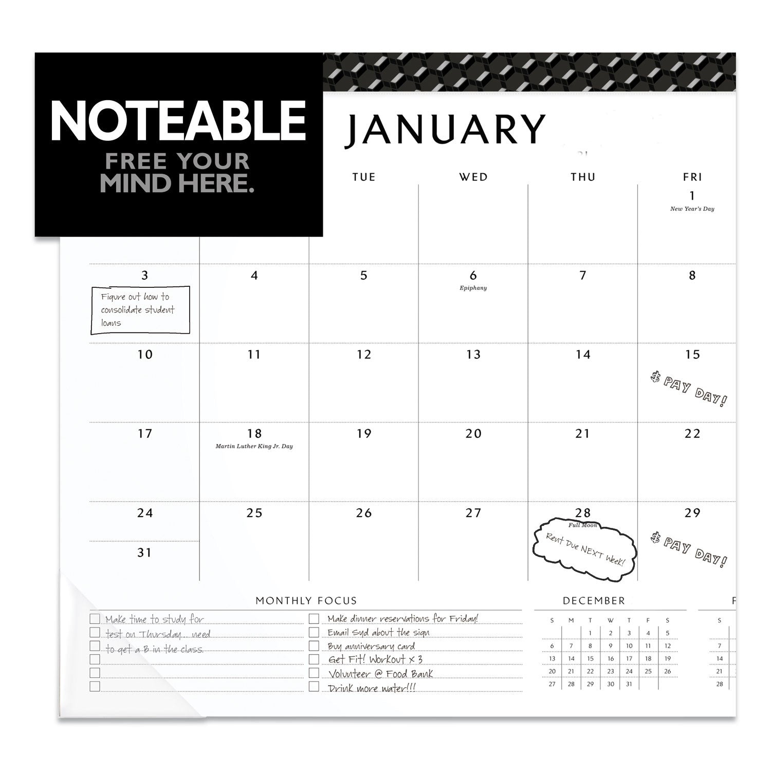 AT-A-GLANCE® Elevation Desk Pad Calendars, 21.75 X 17, White Sheets, Black Binding, Clear Corners, 12-month (jan To Dec): 2022 freeshipping - TVN Wholesale