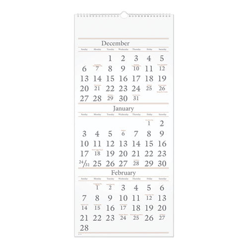 AT-A-GLANCE® Three-month Reference Wall Calendar, 12 X 27, White Sheets, 15-month (dec To Feb): 2021 To 2023 freeshipping - TVN Wholesale