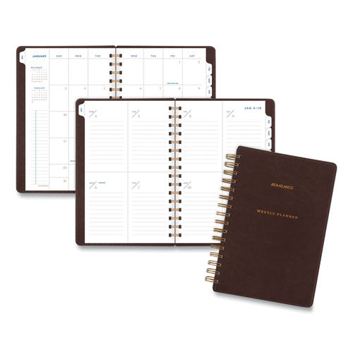 AT-A-GLANCE® Signature Collection Distressed Brown Weekly Monthly Planner, 8.5 X 5.5, Brown Cover, 13-month (jan To Jan): 2022 To 2023 freeshipping - TVN Wholesale