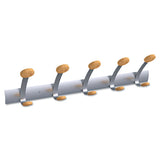 Alba™ Wooden Coat Hook, Five Wood Peg Wall Rack, Brown-silver freeshipping - TVN Wholesale