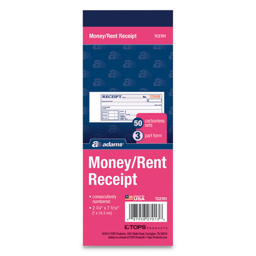 Adams® Receipt Book, Three-part Carbonless, 2.75 X 7.19, 1-page, 50 Forms freeshipping - TVN Wholesale