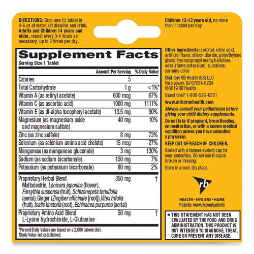 Airborne® Immune Support Effervescent Tablet, Zesty Orange, 10-box freeshipping - TVN Wholesale