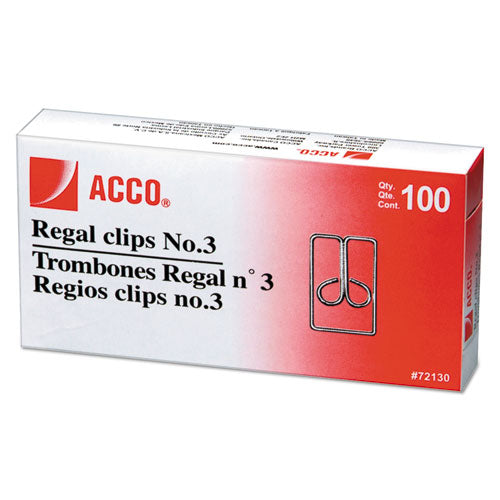 ACCO Regal Clips, Medium (no. 3), Silver, 100-box freeshipping - TVN Wholesale