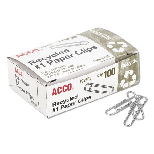 ACCO Recycled Paper Clips, Medium (no. 1), Silver, 100-box, 10 Boxes-pack freeshipping - TVN Wholesale