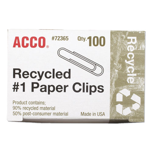 ACCO Recycled Paper Clips, Medium (no. 1), Silver, 100-box, 10 Boxes-pack freeshipping - TVN Wholesale