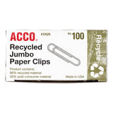 ACCO Paper Clips, Jumbo, Silver, 1,000-pack freeshipping - TVN Wholesale