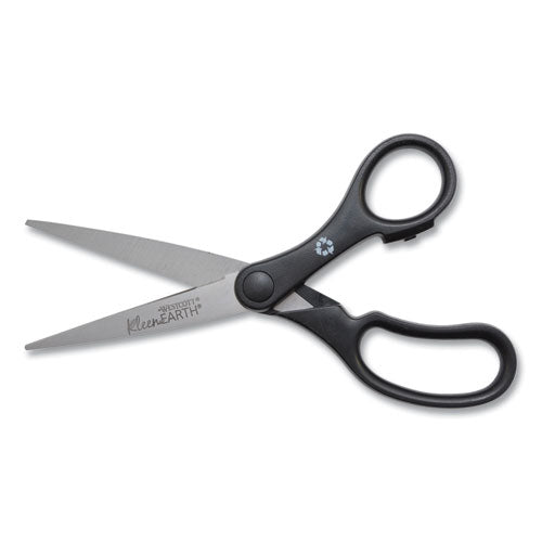 Westcott® Kleenearth Basic Plastic Handle Scissors, Pointed Tip, 7" Long, 2.8" Cut Length, Black Straight Handle freeshipping - TVN Wholesale
