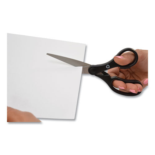 Westcott® Kleenearth Basic Plastic Handle Scissors, Pointed Tip, 7" Long, 2.8" Cut Length, Black Straight Handle freeshipping - TVN Wholesale