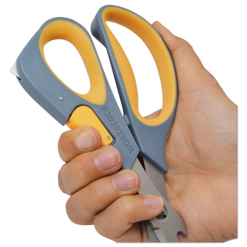 Westcott® Titanium Bonded Workbench Shears, 8" Long, 3" Cut Length, Gray-yellow Offset Handle freeshipping - TVN Wholesale