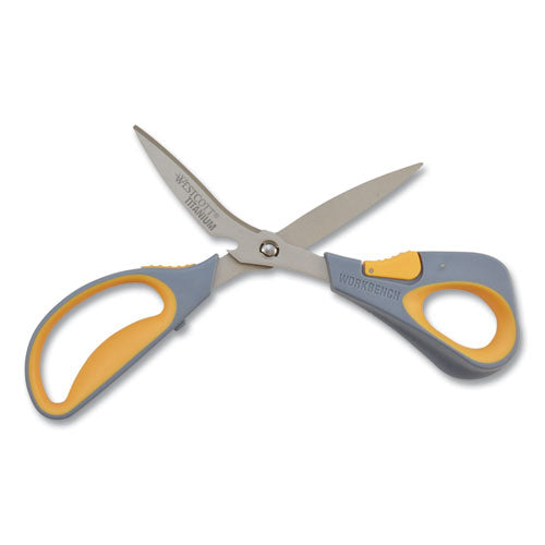 Westcott® Titanium Bonded Workbench Shears, 8" Long, 3" Cut Length, Gray-yellow Offset Handle freeshipping - TVN Wholesale
