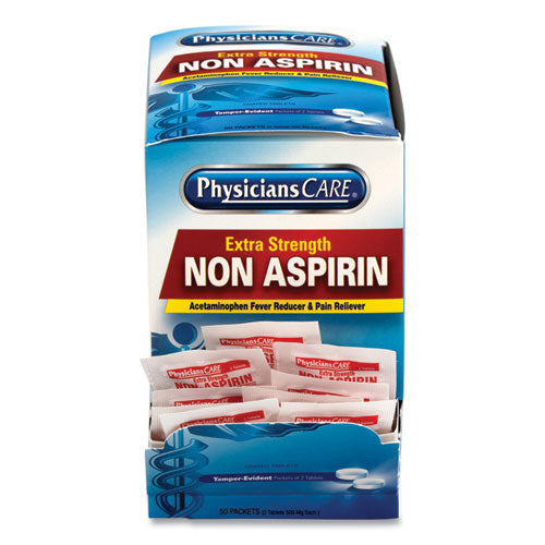 PhysiciansCare® Non Aspirin Acetaminophen Medication, Two-pack, 50 Packs-box freeshipping - TVN Wholesale