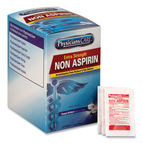 PhysiciansCare® Non Aspirin Acetaminophen Medication, Two-pack, 50 Packs-box freeshipping - TVN Wholesale