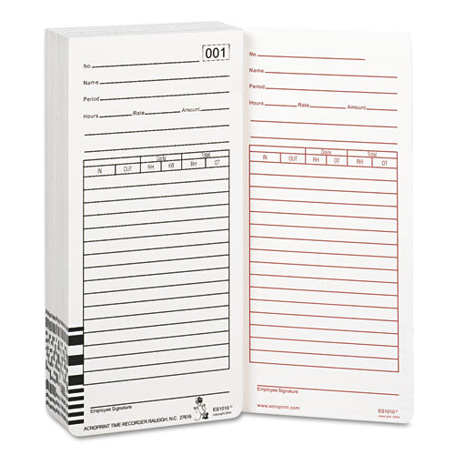 Acroprint® Time Clock Cards For Acroprint Es1000, Two Sides, 3.5 X 7, 100-pack freeshipping - TVN Wholesale