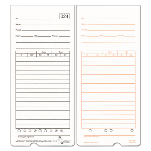 Acroprint® Time Clock Cards For Acroprint Atr480, Two Sides, 7.5 X 3.35, 50-pack freeshipping - TVN Wholesale