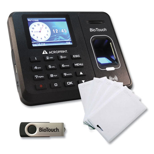 Acroprint® Biotouch Time Clock And Badges Bundle, 10,000 Employees, Black freeshipping - TVN Wholesale