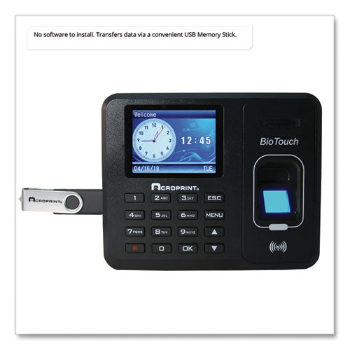 Acroprint® Biotouch Time Clock And Badges Bundle, 10,000 Employees, Black freeshipping - TVN Wholesale