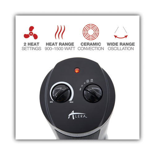 Alera® Mini Tower Ceramic Heater, 7.38" X 7.38" X 17.38", Black freeshipping - TVN Wholesale