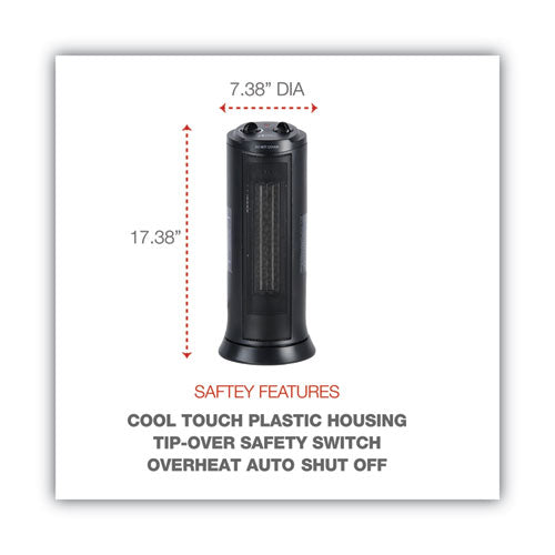 Alera® Mini Tower Ceramic Heater, 7.38" X 7.38" X 17.38", Black freeshipping - TVN Wholesale