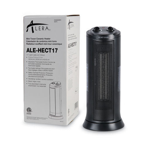 Alera® Mini Tower Ceramic Heater, 7.38" X 7.38" X 17.38", Black freeshipping - TVN Wholesale