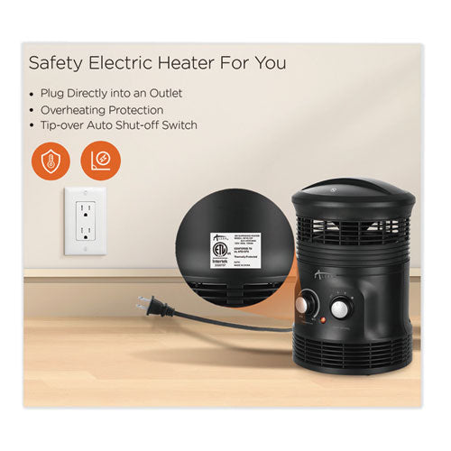 Alera® 360 Deg Circular Fan Forced Heater, 8" X 8" X 12", Black freeshipping - TVN Wholesale
