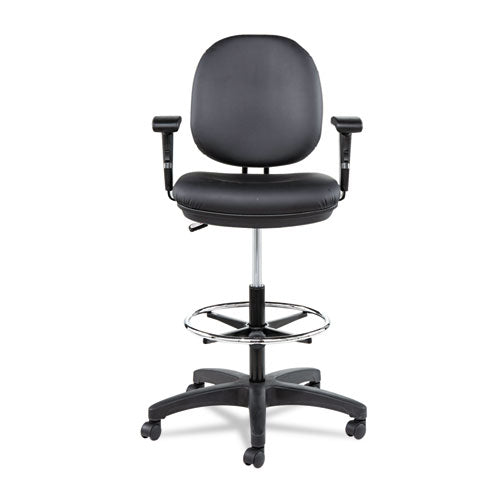 Alera® Alera Interval Series Swivel Task Stool, Supports Up To 275 Lb, 23.93" To 34.53" Seat Height, Black Faux Leather freeshipping - TVN Wholesale