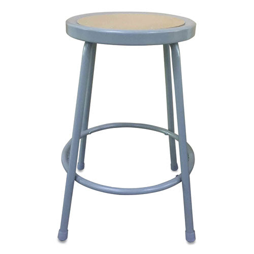 Alera® Industrial Metal Shop Stool, Backless, Supports Up To 300 Lb, 24" Seat Height, Brown Seat, Gray Base freeshipping - TVN Wholesale