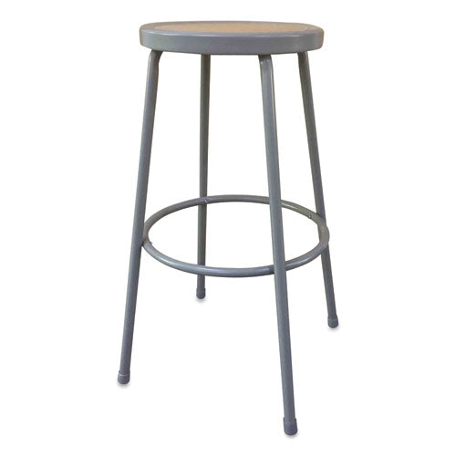 Alera® Industrial Metal Shop Stool, Backless, Supports Up To 300 Lb, 30" Seat Height, Brown Seat, Gray Base freeshipping - TVN Wholesale