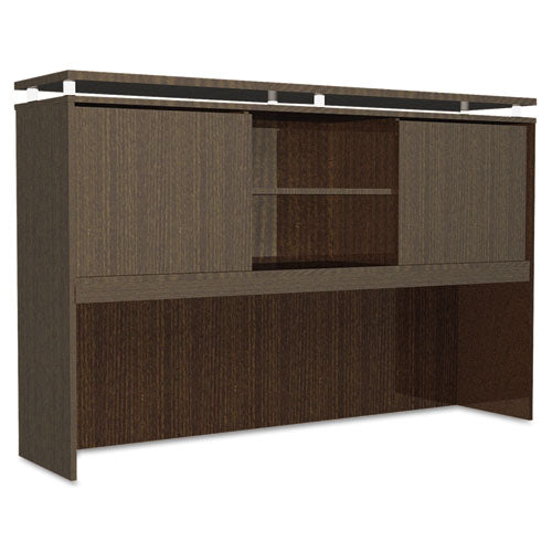 Alera® Alera Sedina Series Hutch With Sliding Doors, 72w X 15d X 42.5h, Modern Walnut freeshipping - TVN Wholesale