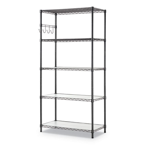 Alera® 5-shelf Wire Shelving Kit With Casters And Shelf Liners, 36w X 18d X 72h, Black Anthracite freeshipping - TVN Wholesale